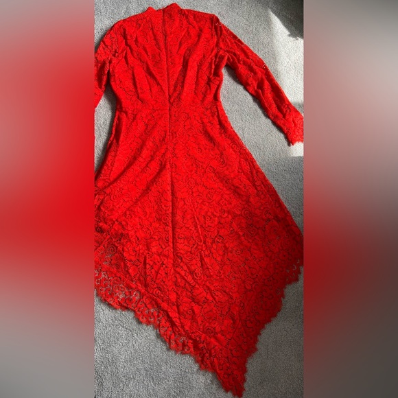 H&M orange lace asymmetric dress sz 10 - Picture 7 of 12
